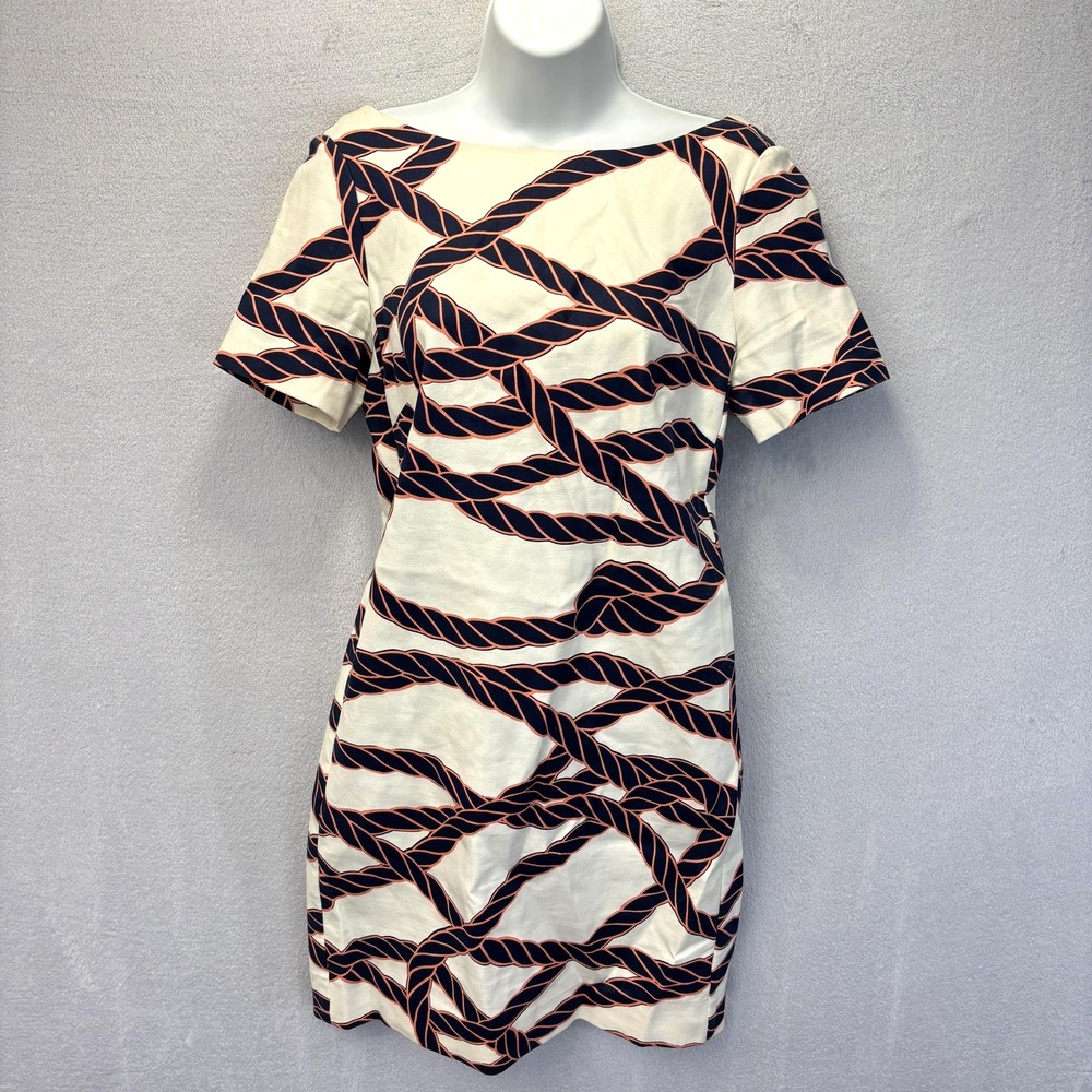 Maeve Anthropologie Rope Print Dress Womens 2 Cut Out Bow Nautical Coastal‎